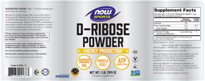 D-Ribose Powder 5000 mg label
