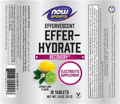 Effervescent Effer-Hydrate Lemon Lime Flavor label