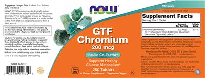GTF Chromium 200 mcg label