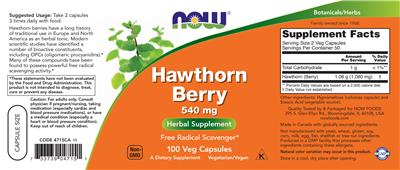 Hawthorn Berry 540 mg label