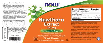 Hawthorn Extract 300 mg label