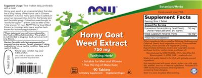 Horny Goat Weed Extract 750 mg label