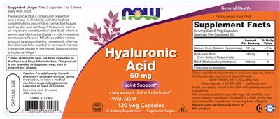 Hyaluronic Acid 50 mg label