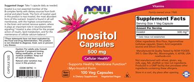 Inositol Capsules 500 mg label