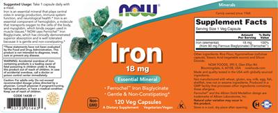 Iron 18 mg label