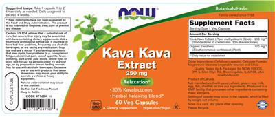 Kava Kava Extract 250 mg label