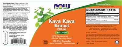 Kava Kava Extract 250 mg label