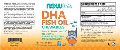 DHA Fish Oil Chewables 100 mg Tasty Fruit Flavor label