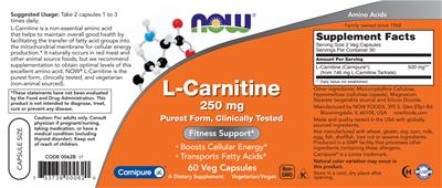 L-Carnitine 250 mg label