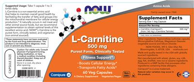 L-Carnitine 500 mg label