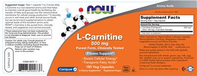 L-Carnitine 500 mg label
