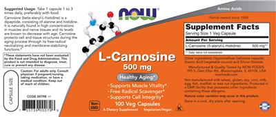 L-Carnosine 500 mg label