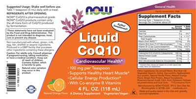 Liquid CoQ10 Natural Orange Flavor label