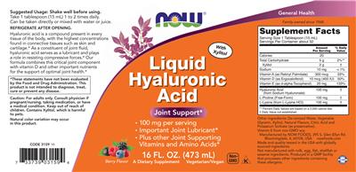 Liquid Hyaluronic Acid 100 mg Berry Flavor label