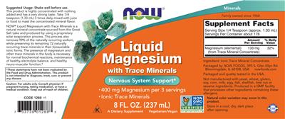Liquid Magnesium with Trace Minerals label