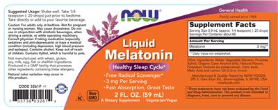 Liquid Melatonin label