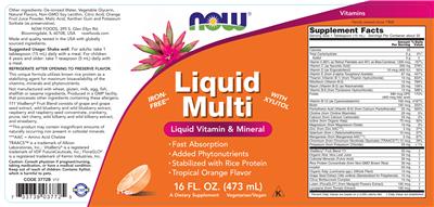Liquid Multi Tropical Orange Flavor label