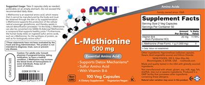 L-Methionine 500 mg label