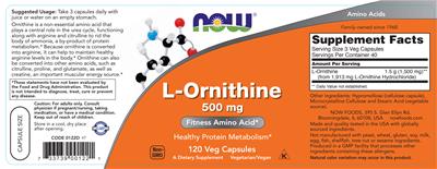 L-Ornithine 500 mg label
