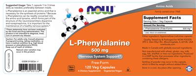 L-Phenylalanine 500 mg label