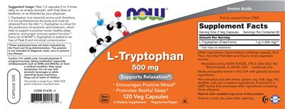 L-Tryptophan 500 mg label