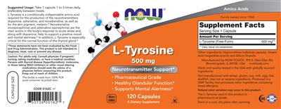 L-Tyrosine 500 mg label