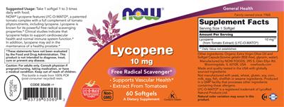 Lycopene 10 mg label