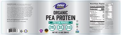 Organic Pea Protein label