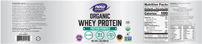 Organic Whey Protein Unflavored label