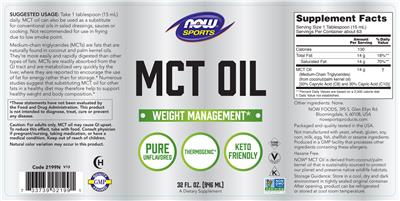 MCT Oil Pure Unflavored label