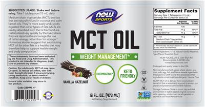 MCT Oil Vanilla Hazelnut label