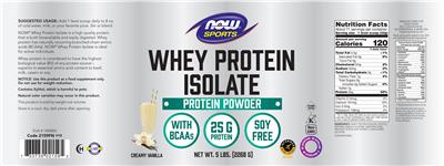 Whey Protein Isolate Creamy Vanilla label