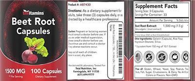 Beet Root Capsules 1500 mg label