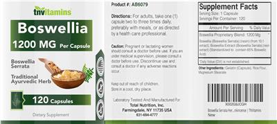 Boswellia 1200 mg label