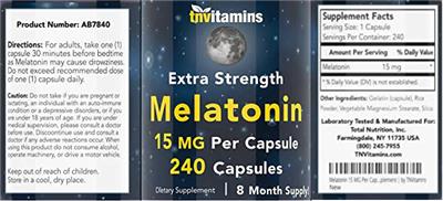 Melatonin 15 mg label