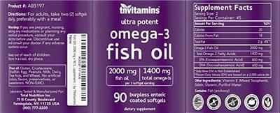 Ultra Potent Omega-3 Fish Oil 2000 mg label