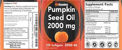 Pumpkin Seed Oil 2000 mg label