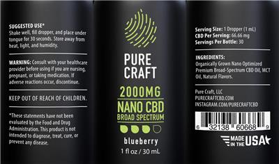 Nano CBD Broad Spectrum Tincture 2000 mg Blueberry label