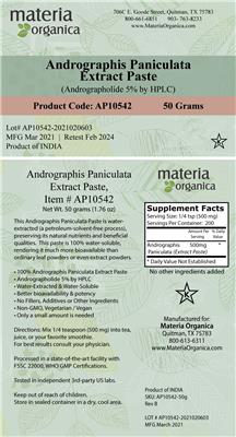 Andrographis Paniculata Extract Paste label
