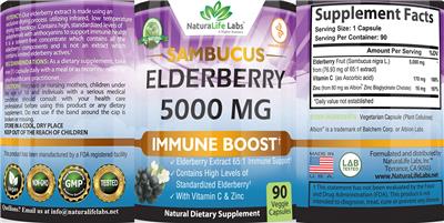 Sambucus Elderberry 5000 mg label