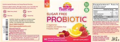 Probiotic Sugar Free Gummies 5 Billion CFU label