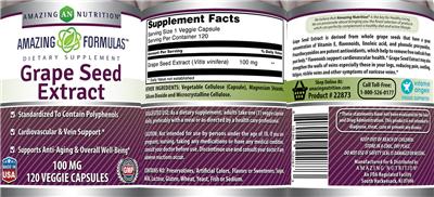 Grape Seed Extract 100 mg label