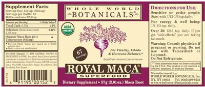Royal Maca Superfood label