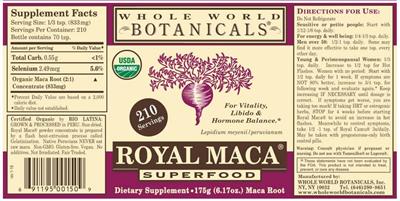 Royal Maca Superfood label