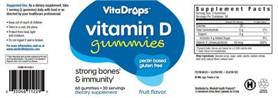 Vitamin D Gummies Fruit Flavor label