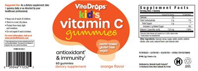 Vitamin C Gummies Orange Flavor label