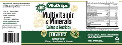 Multivitamin & Minerals Gummies Raspberry Flavor label