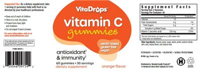 Vitamin C Gummies 250 mg Orange Flavor label