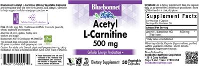 Acetyl L-Carnitine 500 mg label