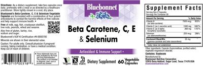 Beta Carotene, C, E & Selenium label